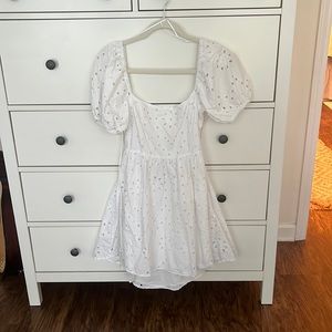 Zara Eyelet Open Back Mini Dress
